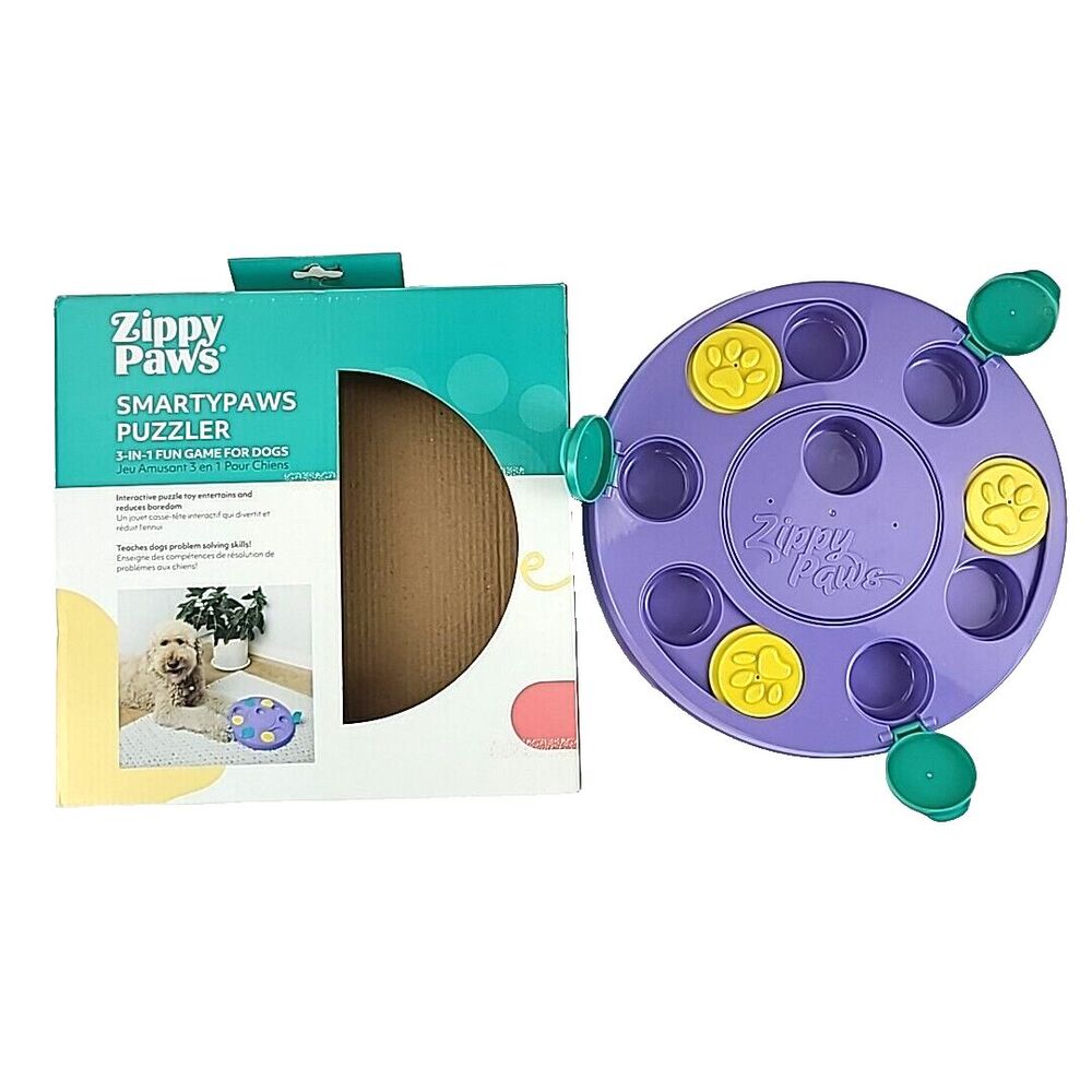Zippy Paws Purple Smarty Paws Puzzler 3 in 1 Game Dog Toy Treat Feeder Puzzle